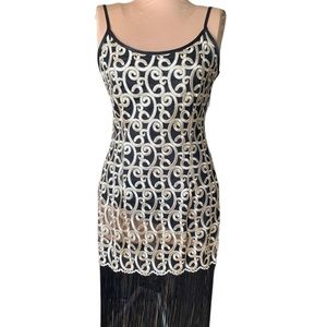 Vtg 90s SAM Evening Cocktail ArtDeco Flapper Inspired Dress Prom Masquerades Sm